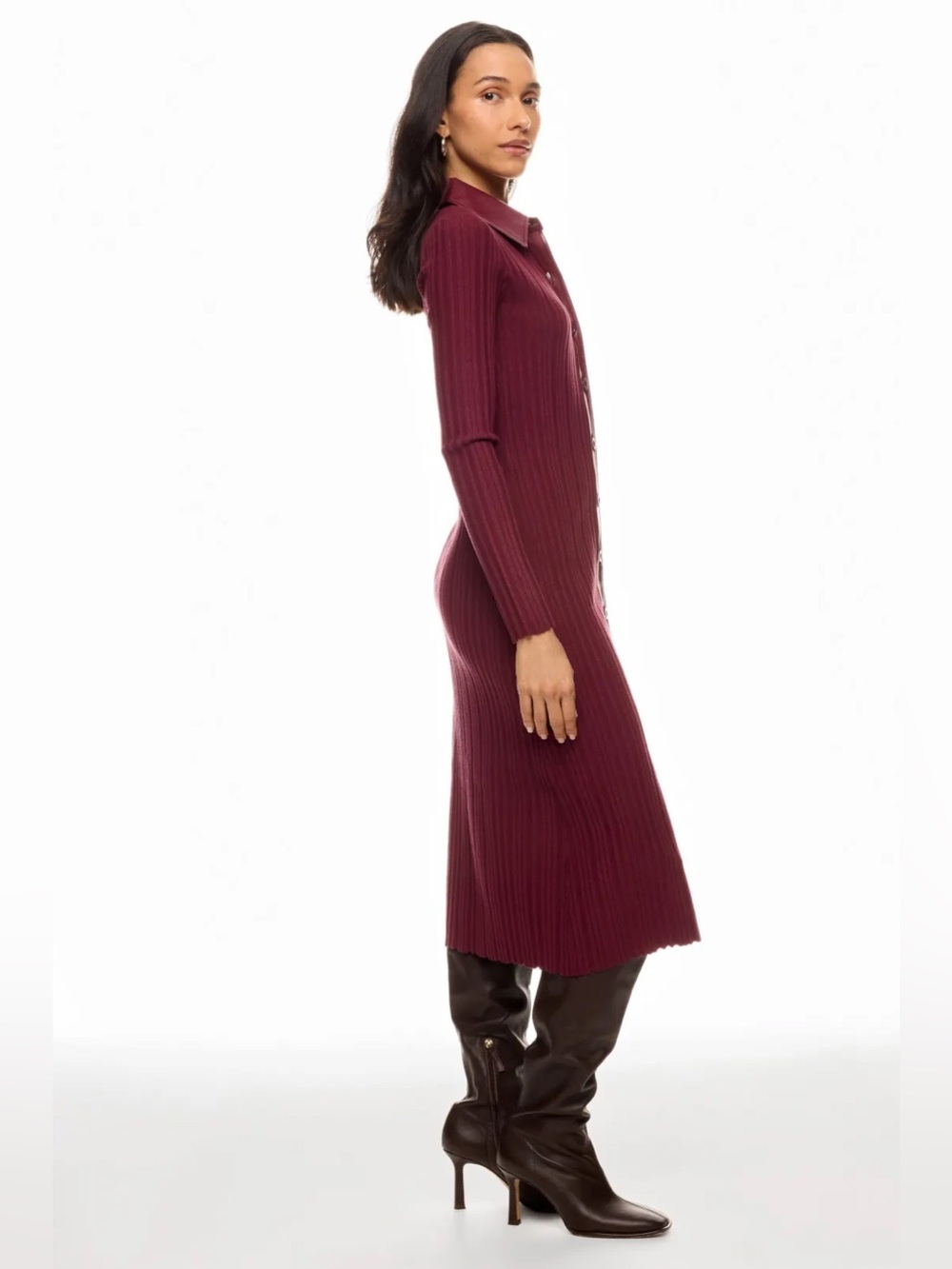 *Flawed RTR Toccin Variegated Rib Knit Leather Combo Dress (0345) - Picture 2 of 11